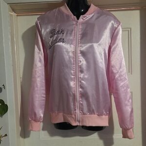 Pink Ladies Satin Bomber Jacket - Pink